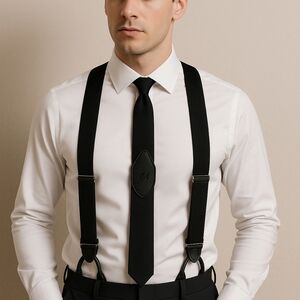 Jacob Alexander New York Black Y-Back Suspenders – Convertible Leather